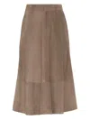 Brunello Cucinelli Suede Circle Skirt In Brown