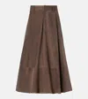 Brunello Cucinelli Suede Midi Skirt In Gray