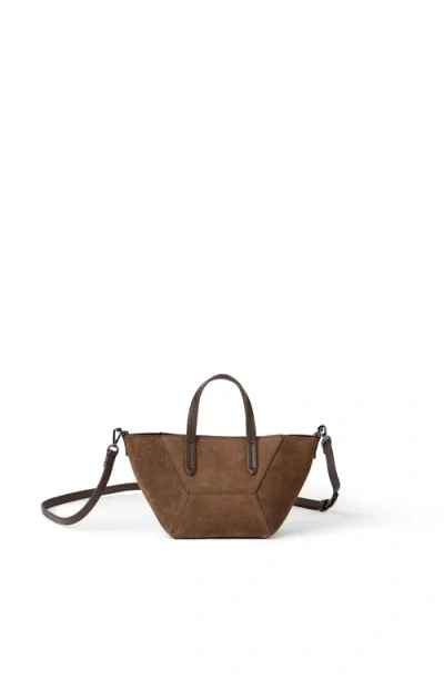 Brunello Cucinelli Suede Mini Bc Duo Bag In Brown