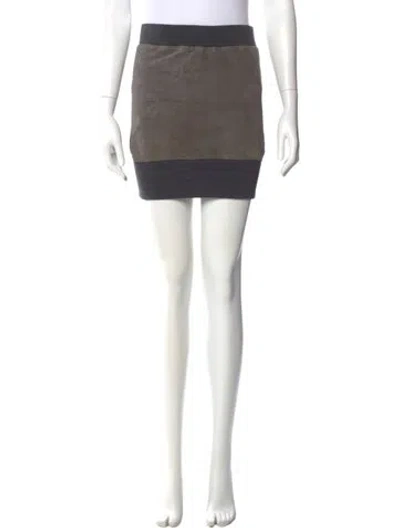 Pre-owned Brunello Cucinelli Suede Mini Skirt In Gray
