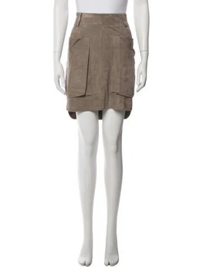Pre-owned Brunello Cucinelli Suede Mini Skirt In Gray