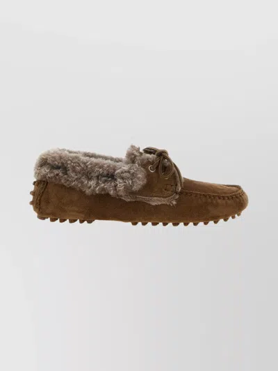 BRUNELLO CUCINELLI SUEDE MOCCASIN DRIVING LOAFERS LACE DETAIL