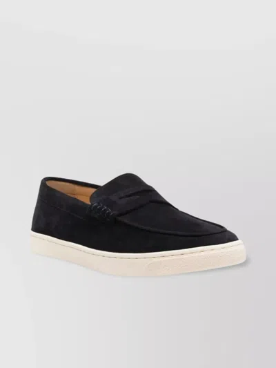 Brunello Cucinelli Suede Moccasin-style Sneakers With Diamond Cut Mask In Black