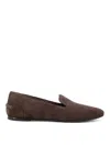 Brunello Cucinelli Suede Moccasins With Mobile Details In Brown