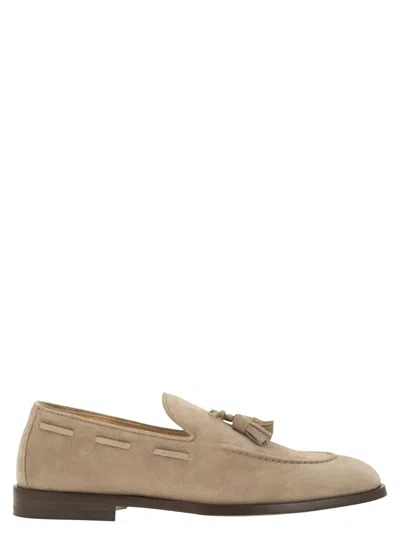 Brunello Cucinelli Suede Moccasins With Tassels In Rope