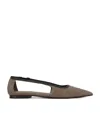 Brunello Cucinelli Monili-trim Cut-out Ballerina Shoes In Grey