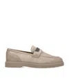 Brunello Cucinelli Crystal-embellished Penny Loafer Light Grey In Beige