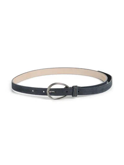 Brunello Cucinelli Kids' Suede Monili Belt In Blue