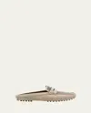 Brunello Cucinelli Suede Monili Penny Loafer Mules In Sage