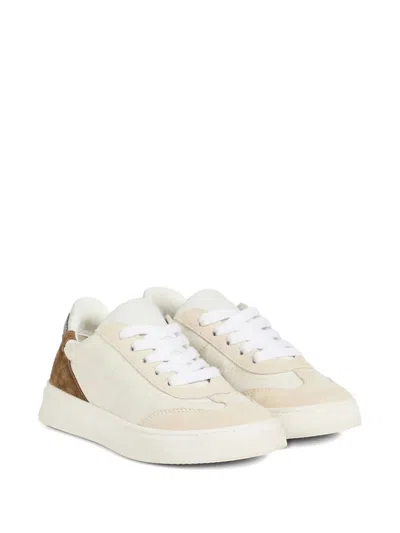 Brunello Cucinelli Kids' Suede Monili Sneakers In Neutral