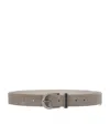 Brunello Cucinelli Leather Belt In Grey