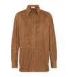 Brunello Cucinelli Suede Shirt With Monili In Brown