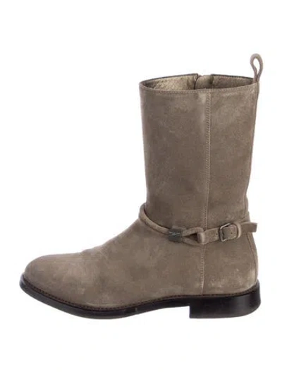 Pre-owned Brunello Cucinelli Suede Moto Boots In Brown