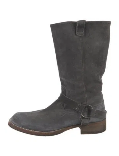 Pre-owned Brunello Cucinelli Suede Moto Boots In Grey