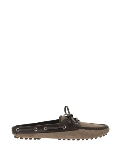 Brunello Cucinelli Suede Mules In Brown