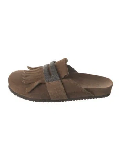 Pre-owned Brunello Cucinelli Suede Mules In Brown