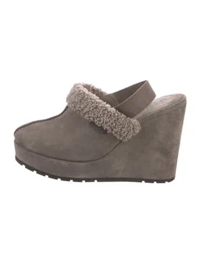 Pre-owned Brunello Cucinelli Suede Mules In Gray