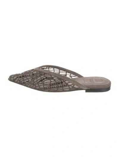 Pre-owned Brunello Cucinelli Suede Mules In Gray