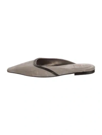 Pre-owned Brunello Cucinelli Suede Mules In Neutrals