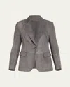 Brunello Cucinelli Suede One-button Jacket In Grey
