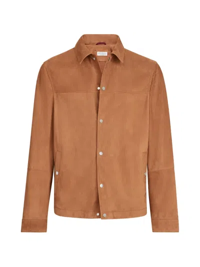 Brunello Cucinelli Suede Outerwear Jacket In Brown