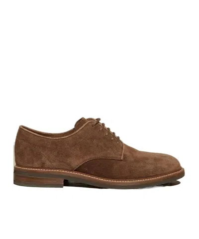 Brunello Cucinelli Suede Oxford Shoes In Brown