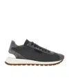 Brunello Cucinelli Low-top Rubber Sole Sneakers With Suede Accents In Black