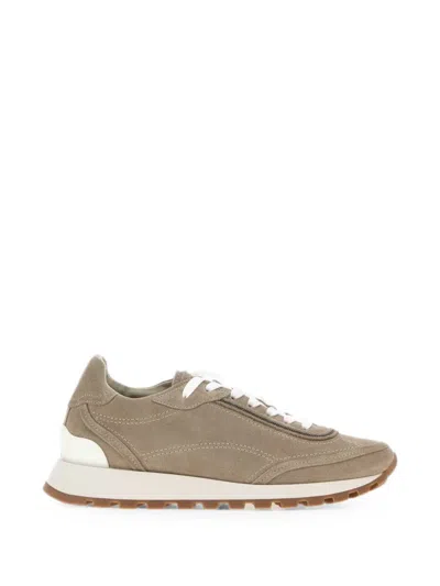 Brunello Cucinelli Suede Sneakers With Monili Embellishment In Multi