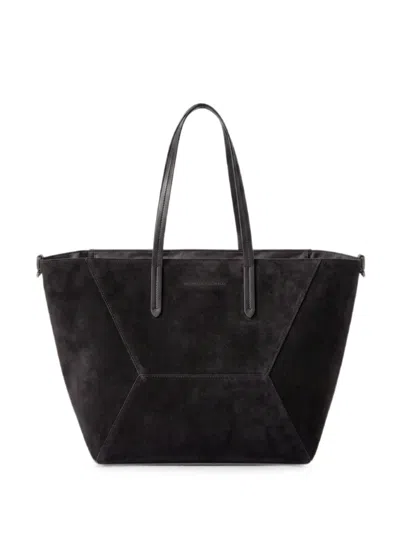 Brunello Cucinelli Suede Finish Tote Bag Dual Handles In Black