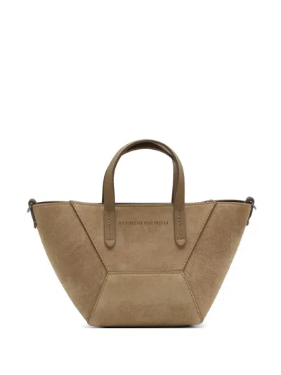 Brunello Cucinelli Suede Panelled Tote Bag In Brown