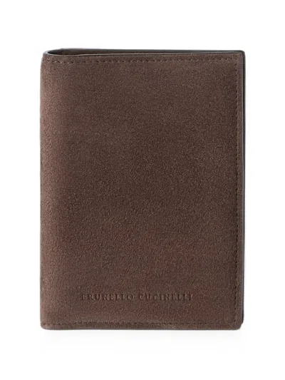 Brunello Cucinelli Suede Passport Holder In Pattern