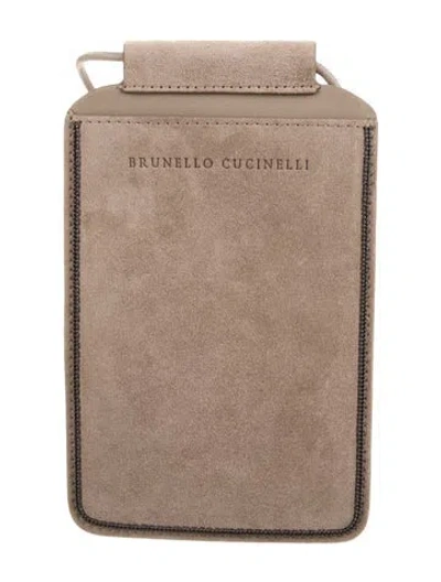 Pre-owned Brunello Cucinelli Suede Passport Holder In Neutral