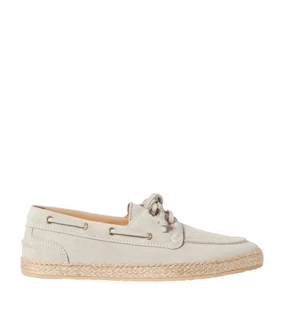 Brunello Cucinelli Suede Penny Loafer Espadrilles In Neutral