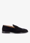 Brunello Cucinelli Suede Penny Loafers In Black