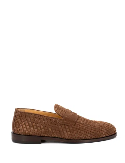 BRUNELLO CUCINELLI WOVEN SUEDE PENNY LOAFER