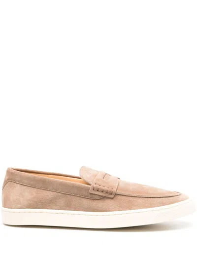 Brunello Cucinelli Suede Penny Loafers In Brown