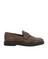 Brunello Cucinelli Suede Monili Penny Loafers In Brown