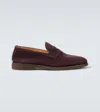 Brunello Cucinelli Suede Penny Loafers In Burgundy