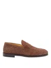 Brunello Cucinelli Suede Loafer With Interwined Motif In Marrón
