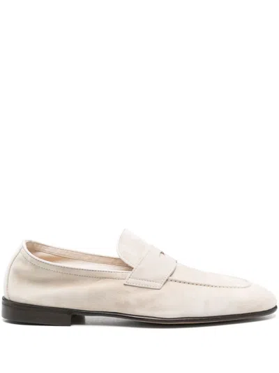 Brunello Cucinelli Suede Penny Loafers In Neutrals