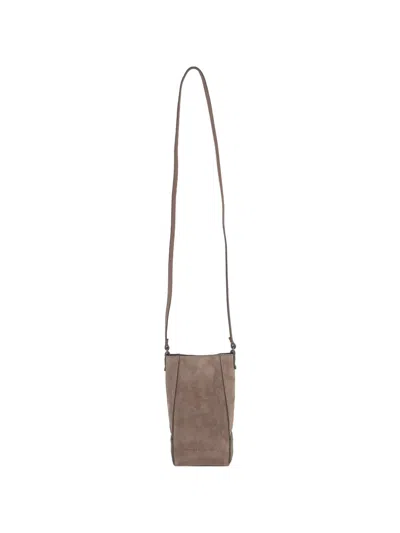 Brunello Cucinelli Suede Phone Bag In Brown