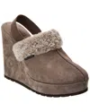 Brunello Cucinelli Suede Platform Wedge Slingback Sandal In Grey