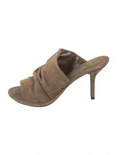 Pre-owned Brunello Cucinelli Suede Pleated Accents Slides W/ Tags In Neutral