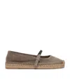 Brunello Cucinelli Suede Precious Strap Espadrilles In Green