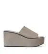 Brunello Cucinelli Platform Wedge Suede Mule In Brown