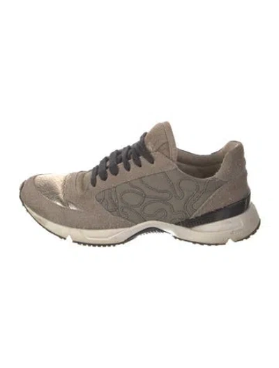 Pre-owned Brunello Cucinelli Suede Printed Sneakers In Gray
