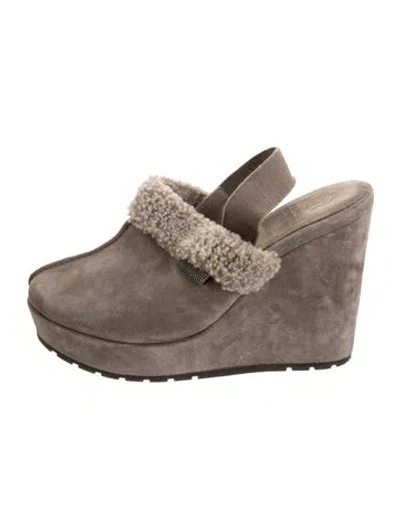 Pre-owned Brunello Cucinelli Suede Pumps In Grey