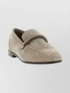 Brunello Cucinelli Suede Round Toe Stitch Detail Loafers In Gray