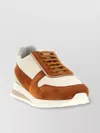 Brunello Cucinelli Suede Rubber Sole Leather Sneakers In Brown