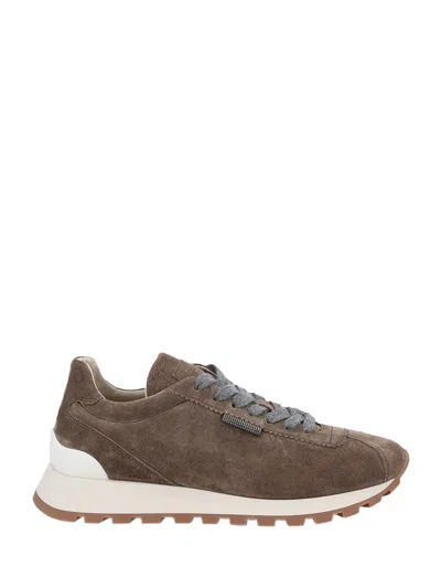 Brunello Cucinelli Suede Runner Sneaker In Brown